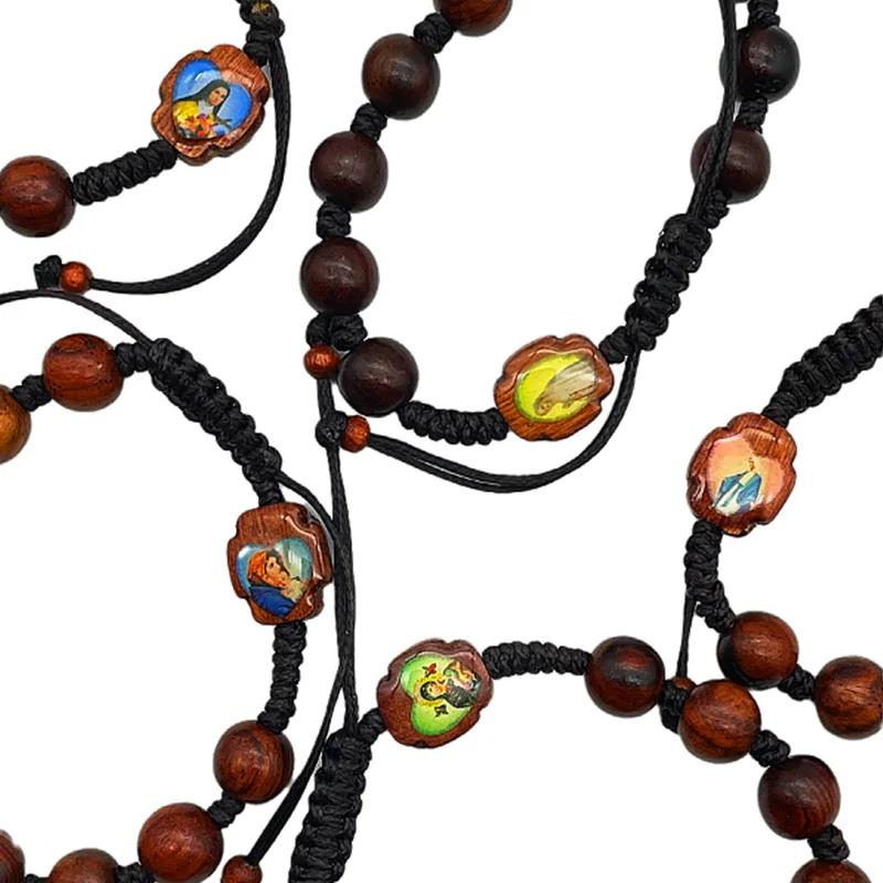 HTISOK מחרוזת תפילה קתולית חימר פולימרי עגול חרוזים 5